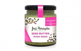 Jus' Amazin Seed Butter, Mixed Seeds (Crunchy with Flax and Sunflower Seeds)  Glass Jar  200 grams